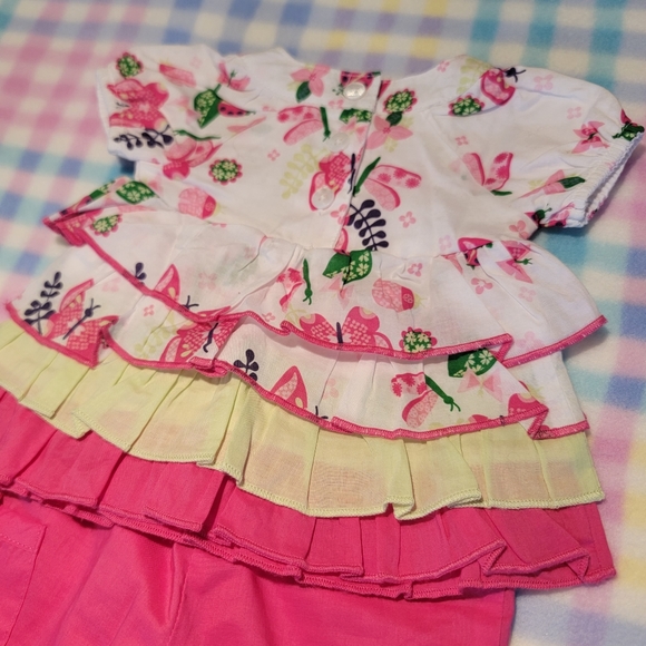 KOALA BABY ♡ 2pc Butterflies 'n LadybBugs Ruffled Top 'n Elastic Pocket Pants NB - Picture 11 of 17